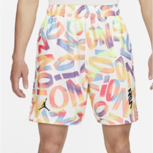 Nike Air Jordan White Zion Logo All Over Print Dri-Fit Basketball Shorts size M - Picture 13 of 15